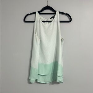 Zac & Rachel Asymmetrical White and Green Sleeveless Tank Top